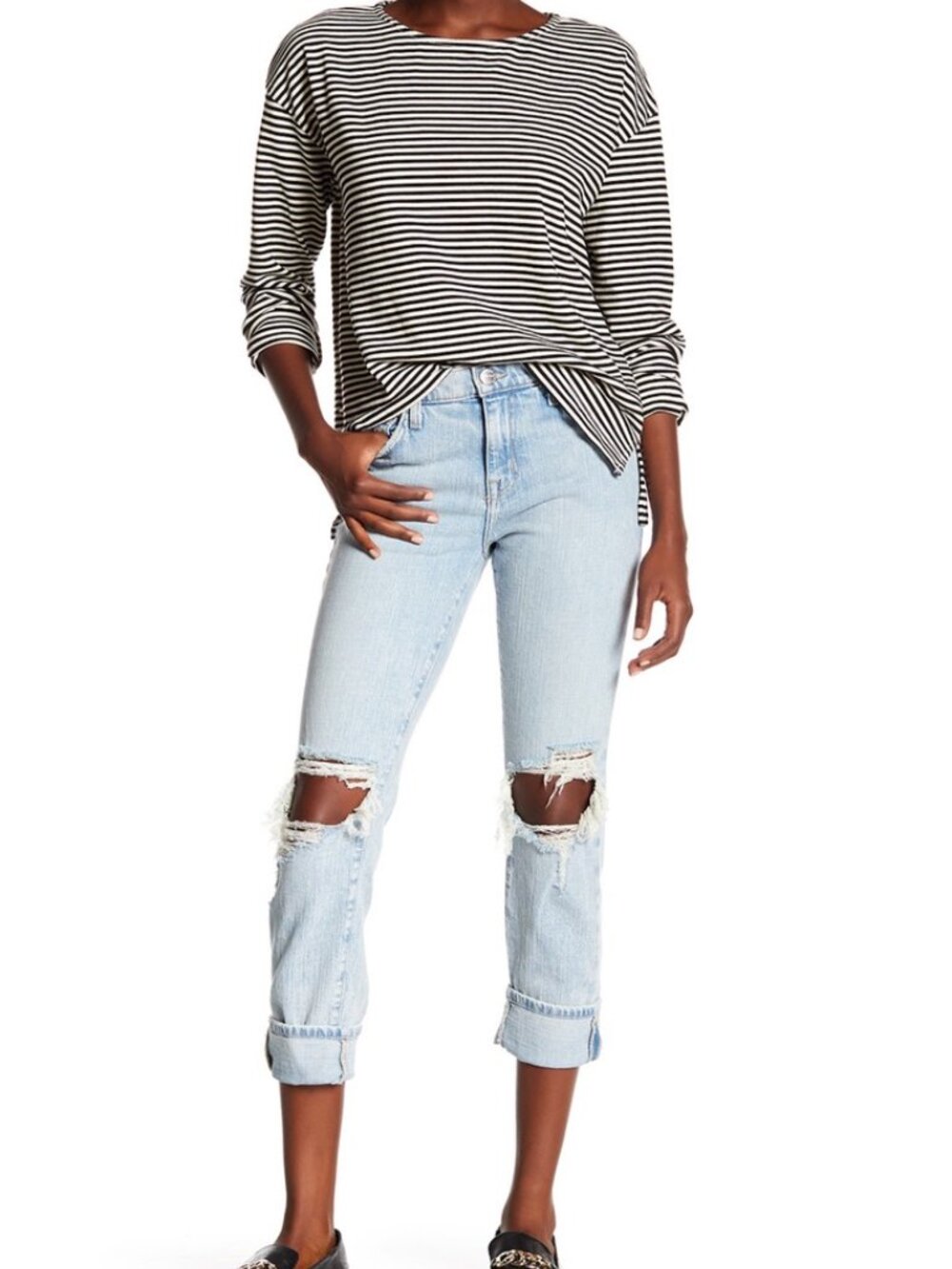Current/Elliott The Fling Nova Blue Ripped Denim